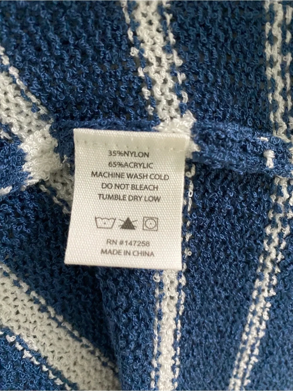 Simply Southern Striped Crewneck Sweater in White and Blue, size XXL - Picture 6 of 7